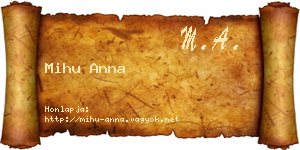 Mihu Anna névjegykártya